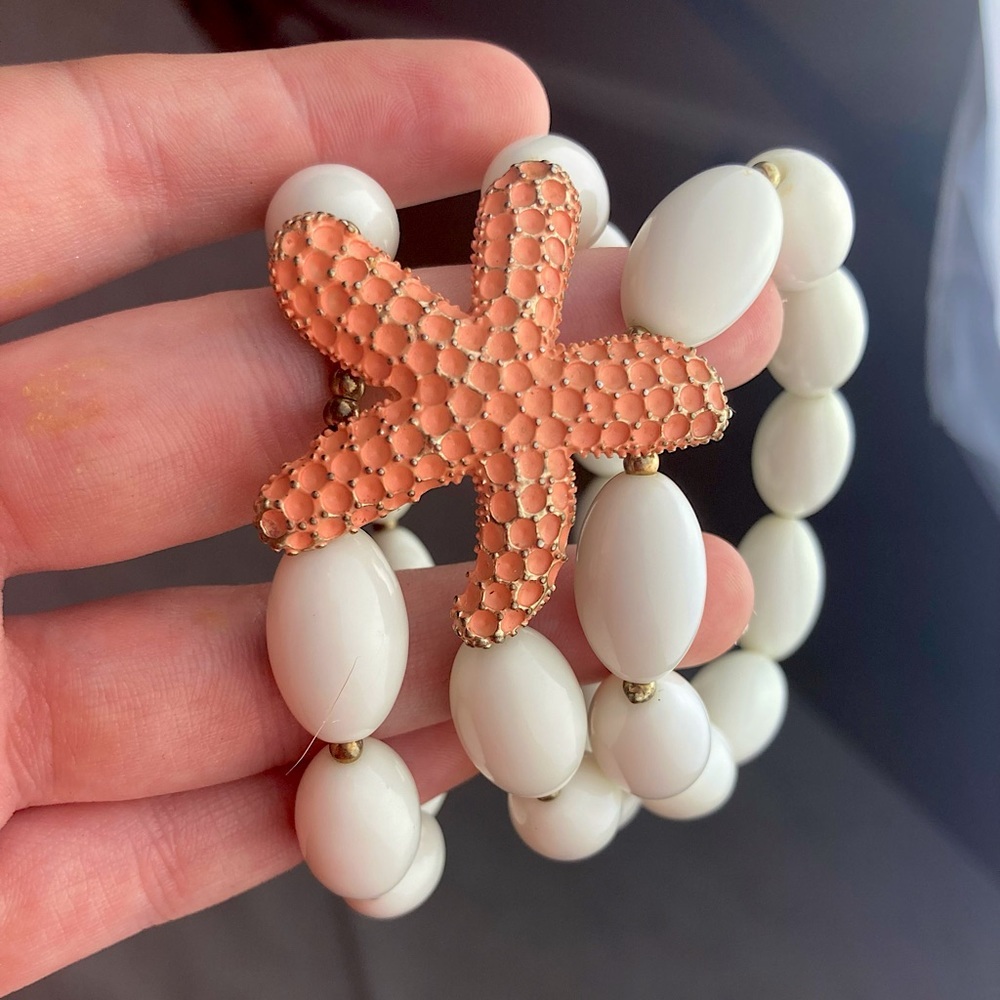 COPY - Starfish Sea Star Gold and White Bracelet - Picture 2 of 5